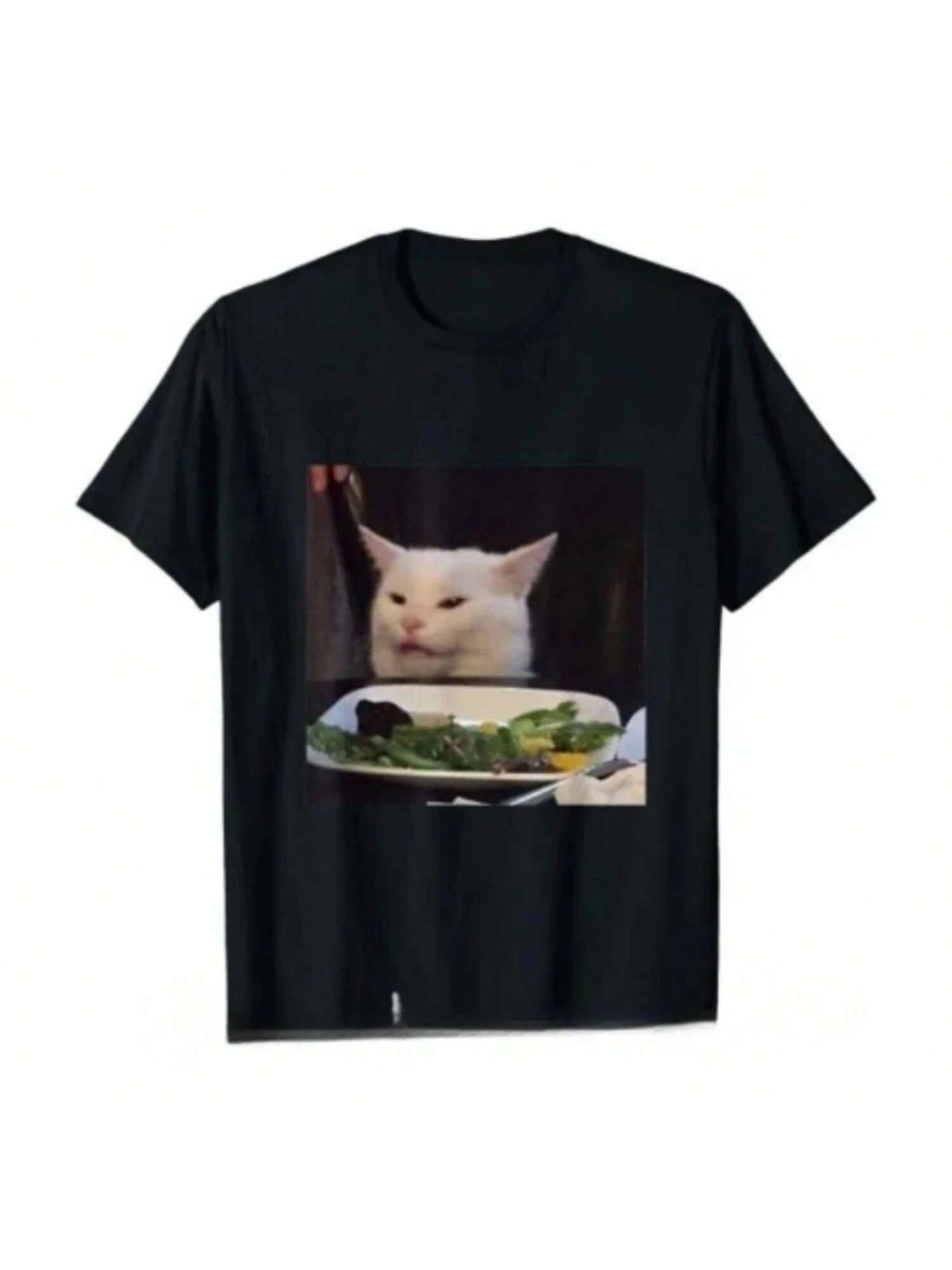 Dinner Table Cat Meme Funny Internet Yelling Confused Gift T-Shirt NEW Summer Tshirt Funny Tees Harajuku S разноцветный