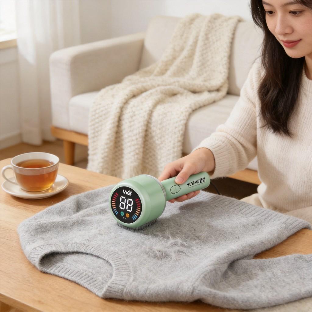 Portable Electric Lint Remover With Digital Display For Wool Sweaters And Garments