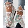 Women's Sneakers Floral Embroidery Mesh Sneakers for Women Slip On Casual Comfy Heeled Shoes Woman