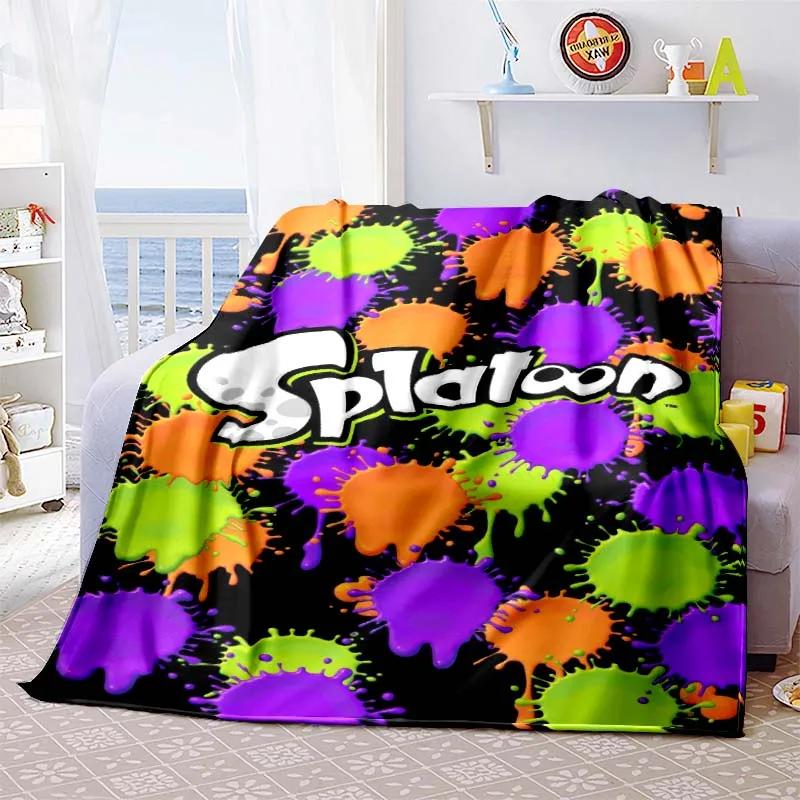 Gra 3D, Splatoon, Modny Uroczy Kreskówkowy Miękki Pluszowy Koc, Koc Flanelowy Pokój Gracza Łóżko Sofa Koc na Drzemkę grinch