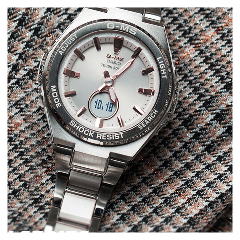 Casio BABY-G Lightweight Solar Sports Waterproof Quartz Movement Resin Stainless Steel Strap Japanese and Korean Watch Women's Watch MSG-S200C-7APRD