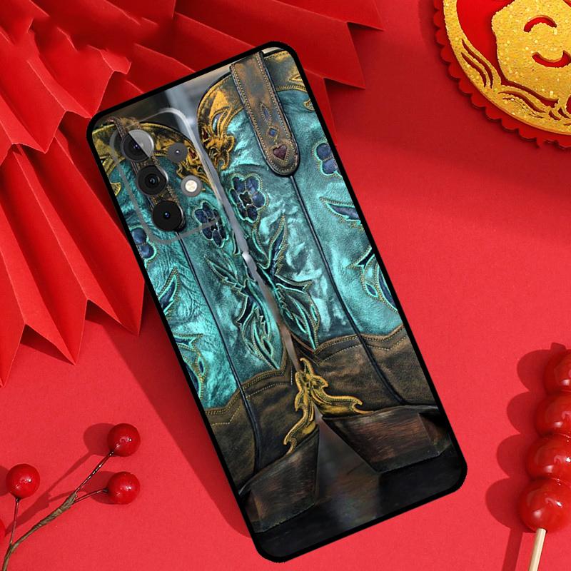 

Western Cowgirl Cowboy Boots Cowhide Case For Samsung Galaxy M13 M14 M12 M11 M15 M06 M16 M36 M56 M31 M53 M32 M52 M35 M55 M34 M54 Samsung M31s