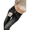 American retro micro-flared jeans women's autumn and winter double-button high-waisted slim-fitting and thin versatile flared floor-mopping horseshoe