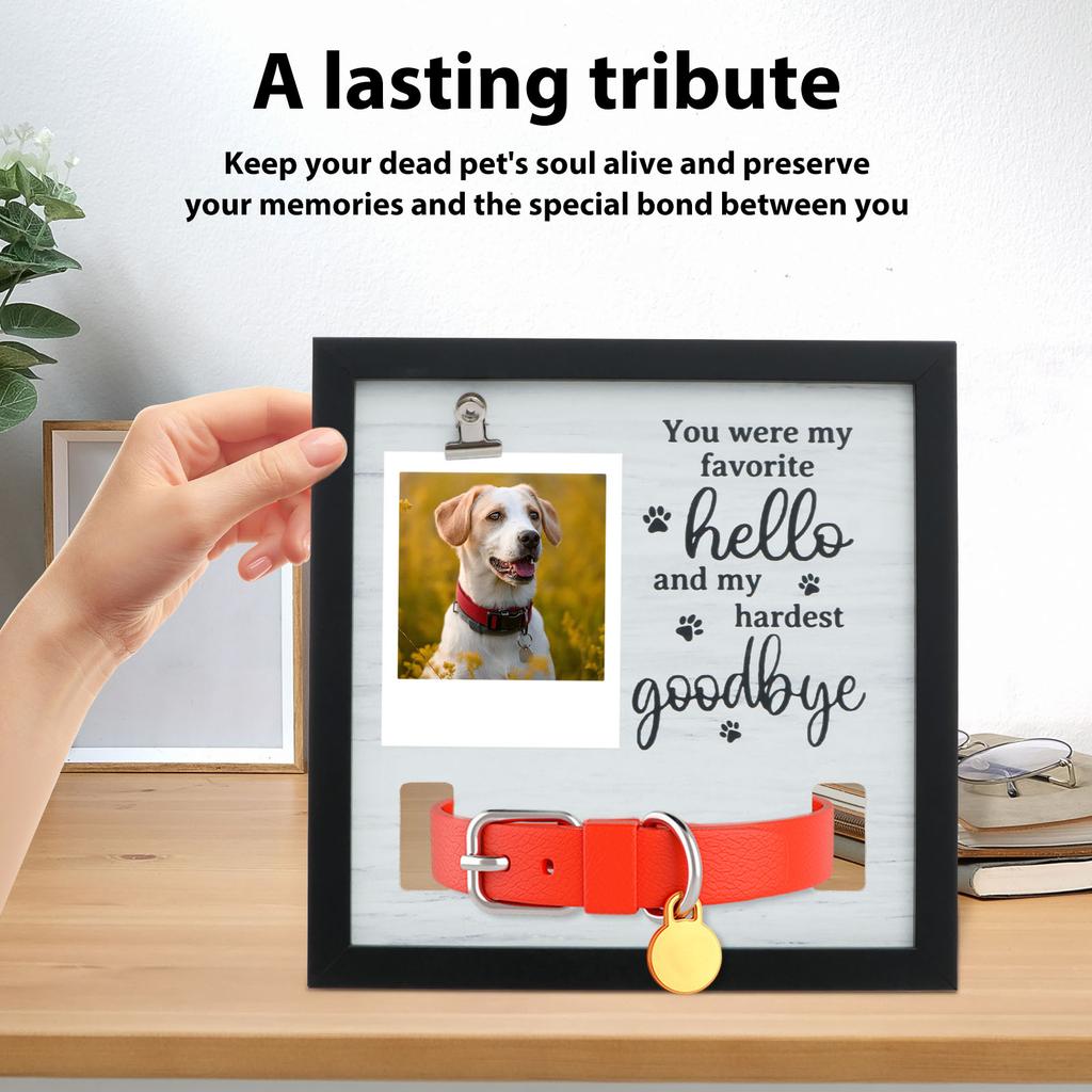 Haustier Gedenkrahmen Massivholz Haustier Beileids Fotorahmen mit Klemme zum Aufhängen Hunde Katzen Verlust Rahmen Postkartenfoto Schreibtischdekoration