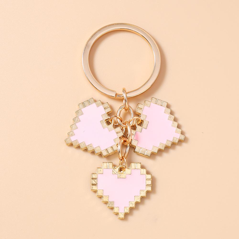 Cute Enamel Love Heart Key Chain Women Girls Key Ring Pendants for Handbag Decor DIY Handmade Key Holder Jewelry Gifts