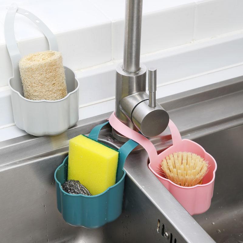 4pcs Kitchen Sink Drain Rack Soap Sponge Holder Hanging Storage Basket for Bathroom Adjustable Faucet Holder Kitchen Accessories