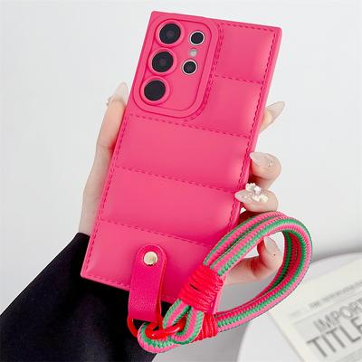 Etui na smycz do kurtki puchowej Dla Samsung Galaxy S24 S23 S22 S21 S20 Ultra Plus Pro FE Note 20 Ultra Jednokolorowe Odporne na wstrząsy Pokrowiec