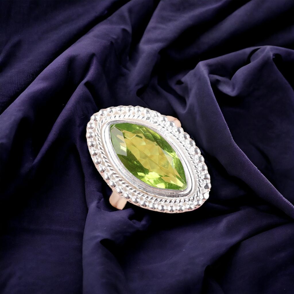 Peridot Gemstone 925 Sterling Silver Jewelry For Women Gift Handcrafted Ring RR-26-2