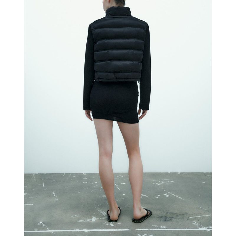 Spring New Arrival Small Stand Collar Short Top Black Panel Cotton Jacket Outwear 4391709