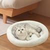 Plush Round Pet Bed Cat Bed, Self Warming, Cozy Snooze Indoor Cats Autumn Winter Sleeping Dog Beds Pet Cushion for Puppy Kitten Cats, White