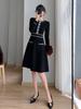 French Style Slim Fit Waist-Cinching Knitted Dress for Women, Autumn/Winter, Long-Sleeved, Korean Elegance