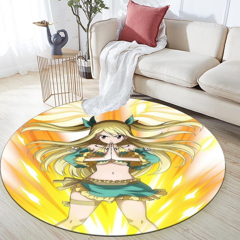 Lucy Heartfilia pattern round rug,Carpet Rug for Living Room Bedroom Playroom ,Non-slip Floor Mat,Holiday Gifts and Birthday Gifts.