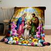 Holy Family with Flowers and SunlightFlannel Blanket for Bedroom, Living Room, Sofa, and Nap