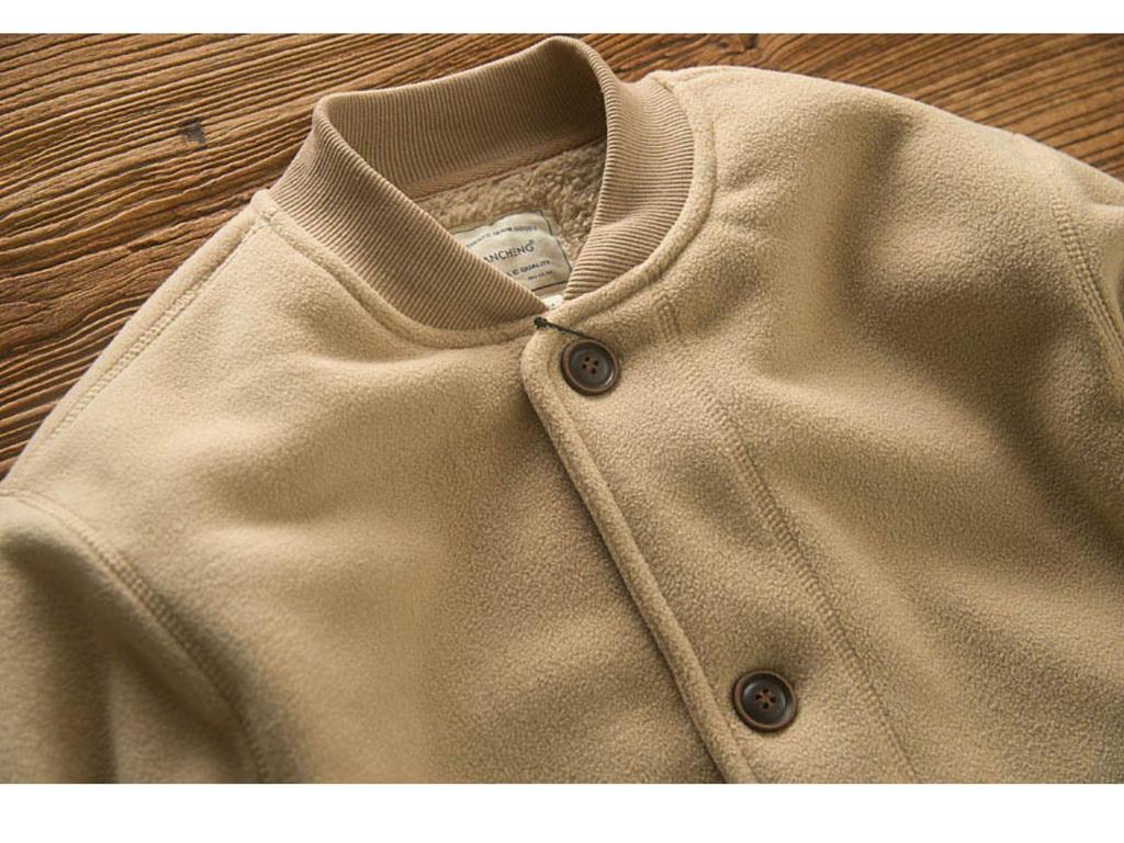 AmeKaji Herren Dicke Fleece Baseballkragen Jacke für Herbst/Winter