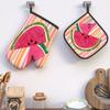 Watermelon Pattern Oven Mitts and Pot Holders Set 2pcs Heat Insulation Non-Slip for Kitchen Cooking Baking