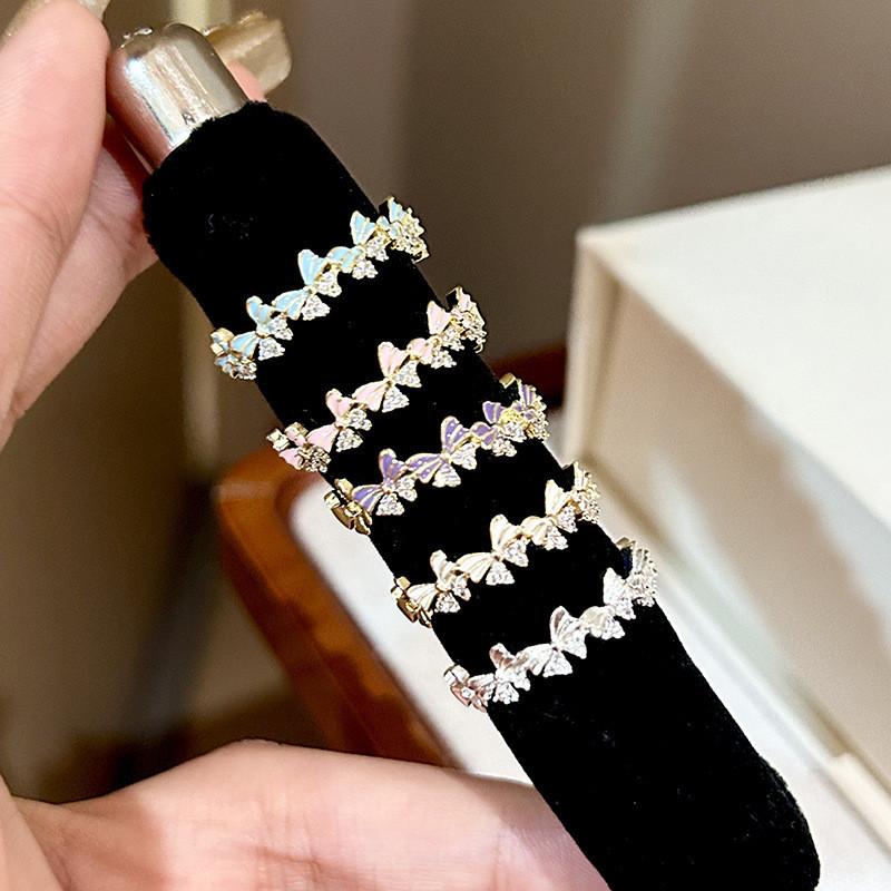 Unique Colorful Enamel Butterfly Knot Ring For Women Trendy Luxury Jewelry