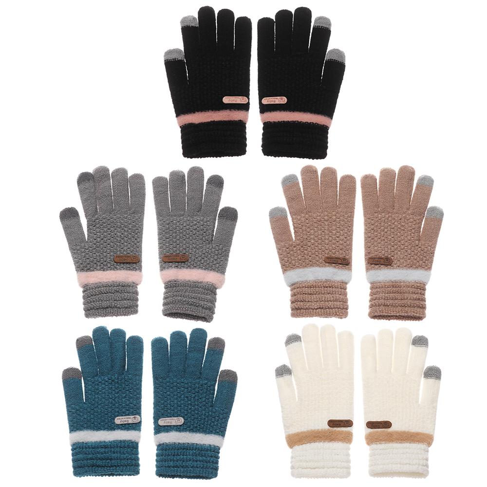 Winter Warm Stretch Outdoor Skiing Touch Screen Gloves Knitted Thicken Full Finger