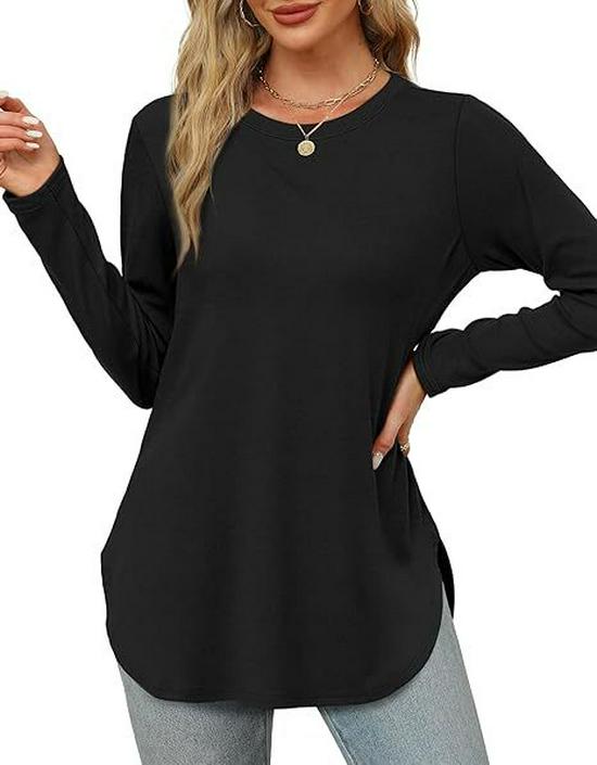 Autumn Women's Solid Long Sleeve Round Neck Loose Casual Top