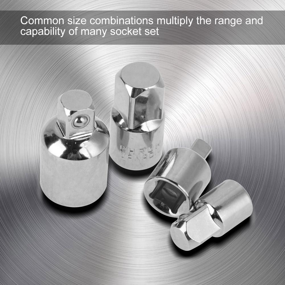 4Pcs Silver     Steel Socket Adapter Reducers 1Celsius2 , 3Celsius8 , 1Celsius4  Wrench Adapter