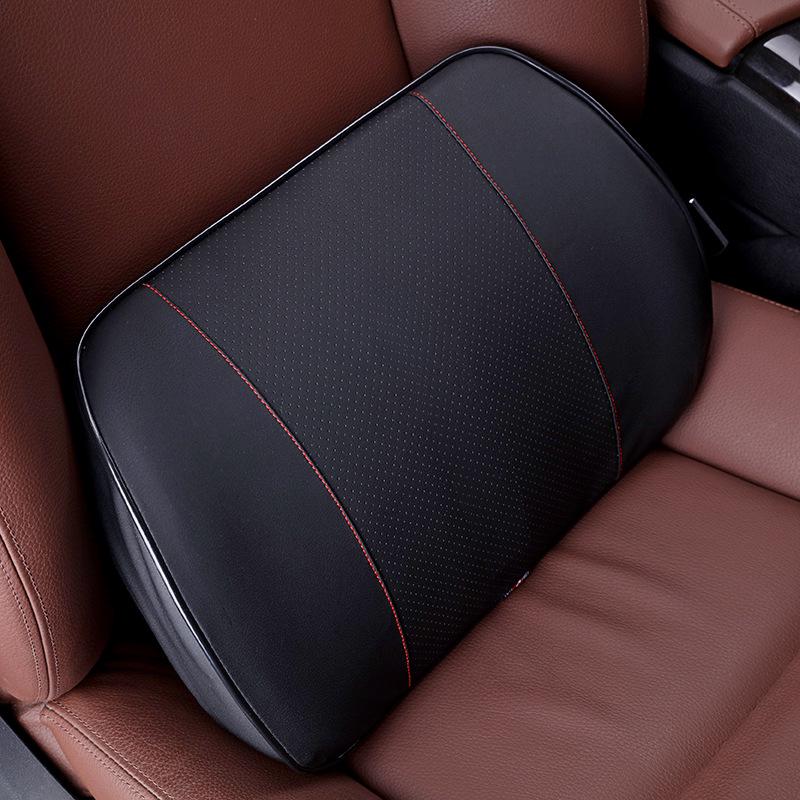 Leather Memory Foam Car Headrest Neck and Lumbar Support Pillow