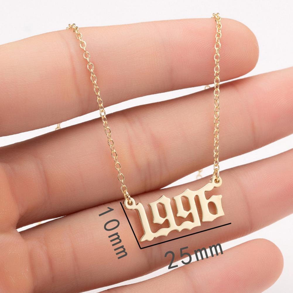 Stainless Steel Date Year Number Necklace Hollowed Personalized Birthday Gifts 1980-1999