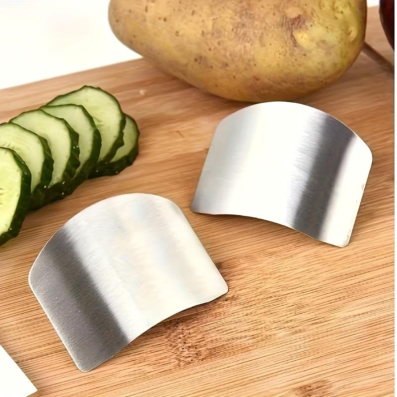 Heavy-duty stainless steel finger guards for sharp blade protection, food processing safety protection, modern safety tools.
