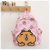 Vibrant Capybara Cartoon School Backpack For Children With Durable Nylon Material And Design Fun