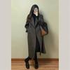 Damen Doppelreihiger Wollmischung Langer Mantel Reverskragen Langarm Locker Mittellang Lässig Elegant Herbst Winter Oberbekleidung