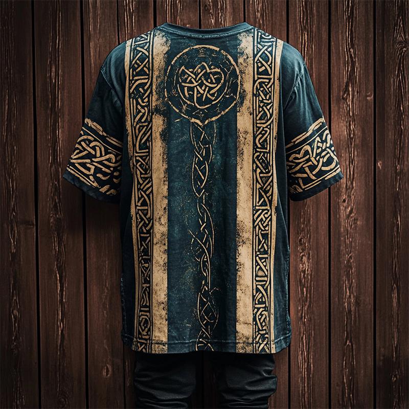 Vintage Men's Short-Sleeve T-Shirt Ethnic Print Casual Crew Neck T-Shirt Top Hip-Hop Street Style Outdoor Plus Size Tees Top Women Clothing