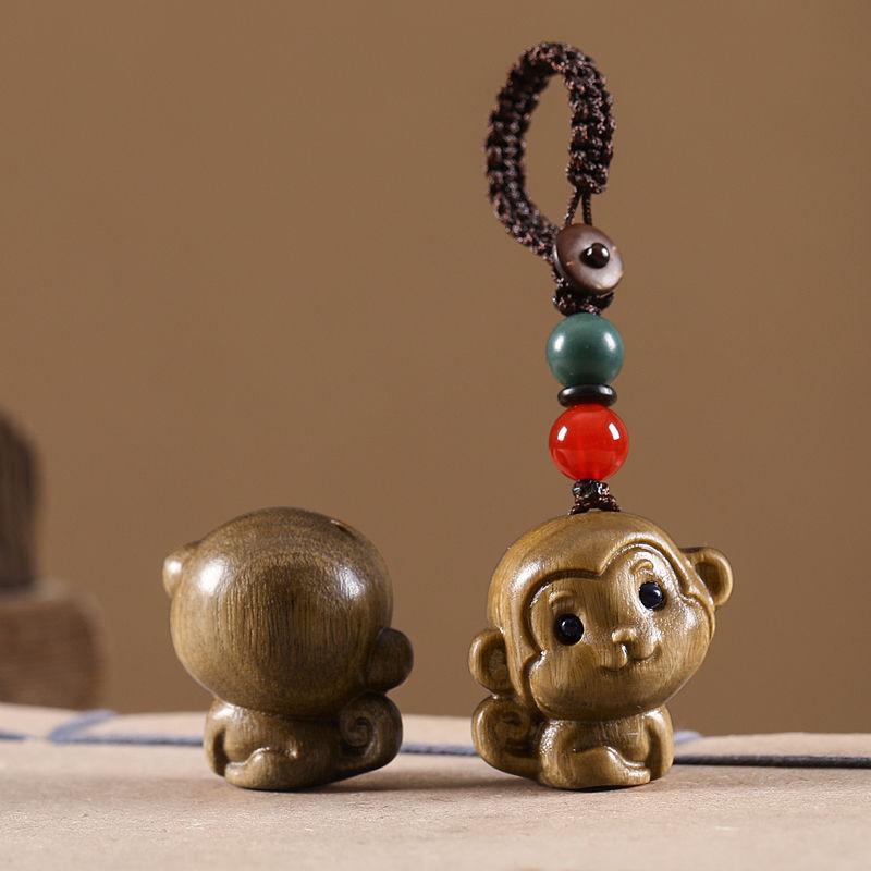Auspicious Green Sandalwood Dragon Zodiac Cartoon Keychain & Universal Phone Lanyard