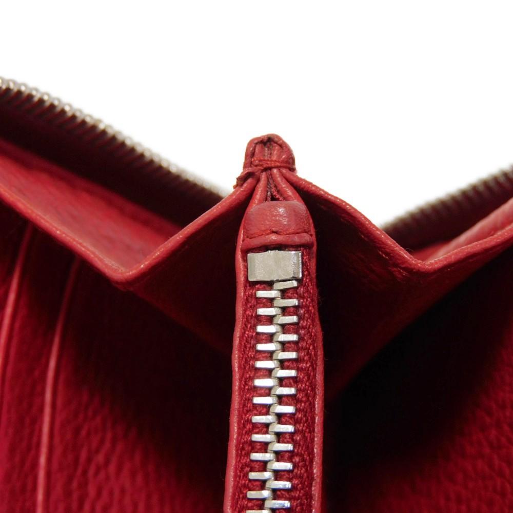 Used 11569 Vitello Phoenix Zip Around Wallet 1ML506 2E8V F001 7940 Red Zip Around Logo Metal Rosso Unisex from Japan