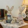 Handmade Rabbit Doll With Gentle Fabric And Wooden Stand Excellent Spring Festival Decors For Spring Themed incidents