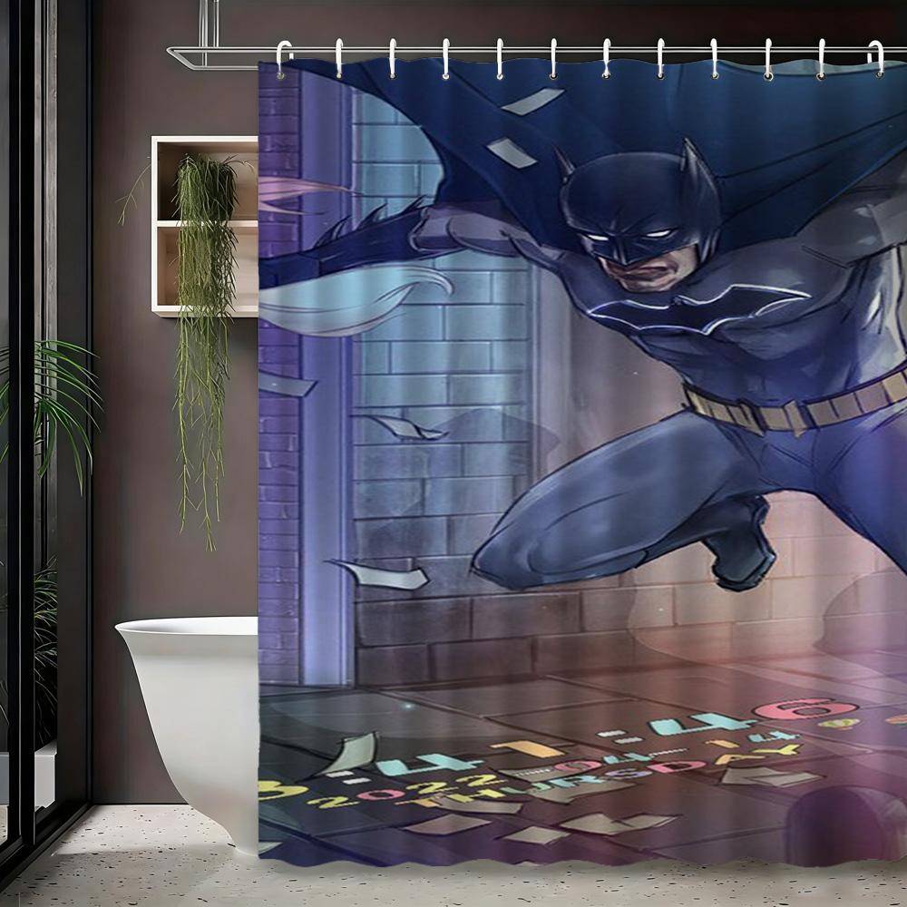 Superman Flying Above Clouds Waterproof Shower Curtain, Superhero Bathroom Decor For Fans