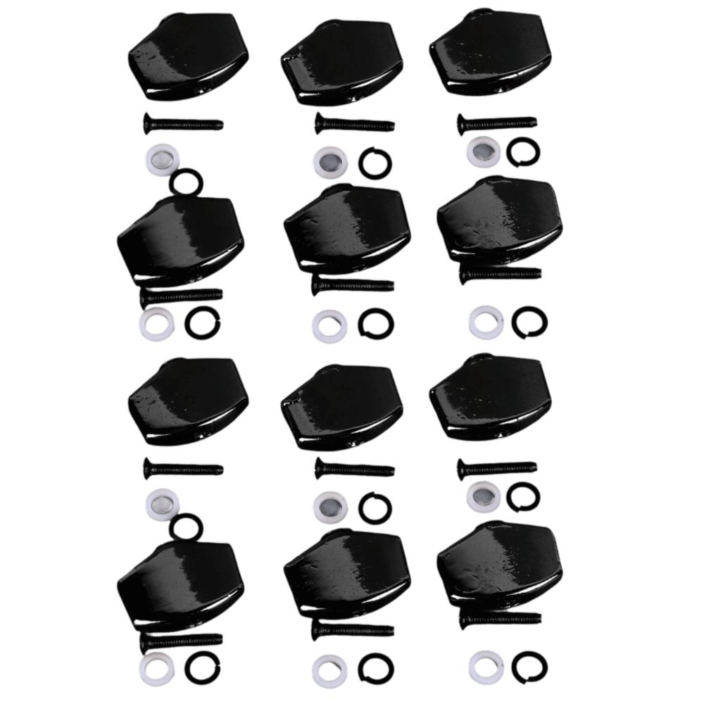 12PCS Plastic Guitar Tuning Pegs Black Guitar Machine Heads Guitar Tuning Keys For Acoustic Guitar