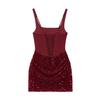 European & American Style Sequin Hip-hugging Waist-cinching Lace-up Short Skirt for Women