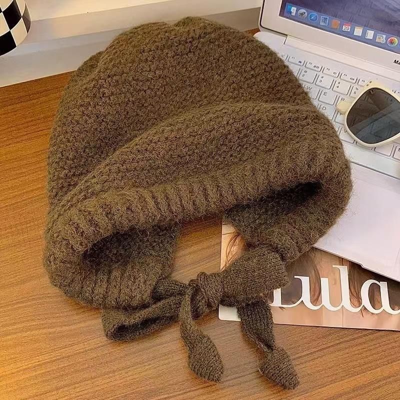 Fair Isle Style Knitted Hat For Women Retro Dual-Use Bag Hat Warm Wool Hat Earmuffs