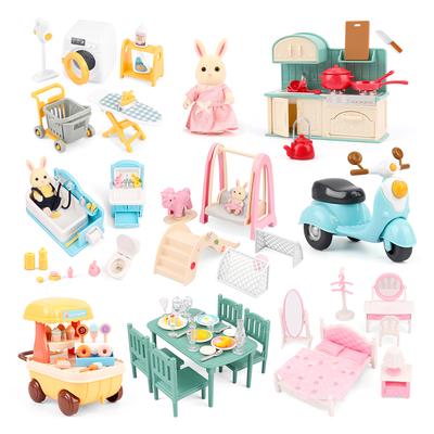 1:12 Miniaturmöbel Waldfamilie Küchenspielzeug Esstisch Puppenhauszubehör Badezimmer Rollenspiel für Mädchen Geschenke Spielzeug