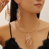 Retro Exaggerated Personality Temperament Spiral Hollow Golden Necklace Earrings Bijouterie Sets For Women