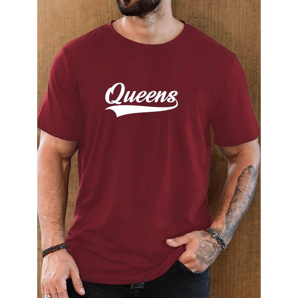 Men's Queens Pattern Summer Casual Crew Neck Short T-shirt