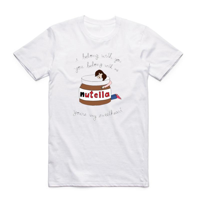 

Летняя новинка 2019 года футболка с принтом Nutella, оригинальная футболка с принтом еды, с коротким рукавом, мужская, летняя, прохладная, с круглым вырезом, мужская одежда S