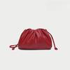 Burgundy Ruched Cloud Bag Women's Chic Underarm Dumpling Purse