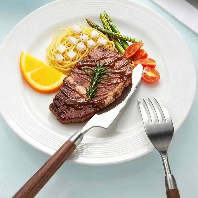 Abay Japanese Style Walnut Wood Handle Dinner Spoons