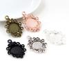20pcs 12mm Inner Size Antique bronze Black Silver Plated Fashion Style Cabochon Base Cameo Setting Charms Pendant