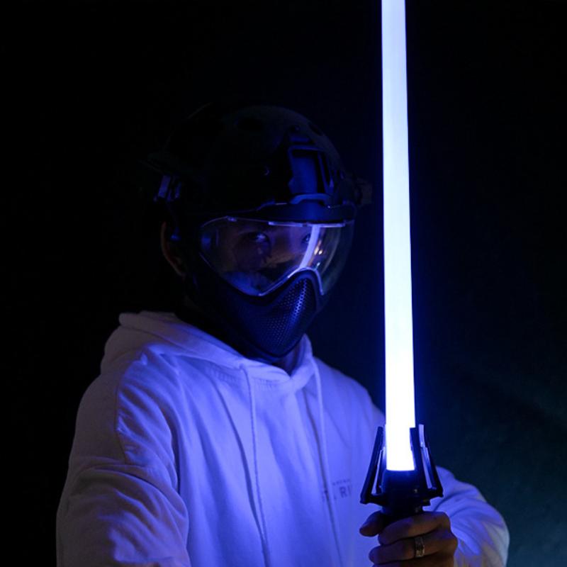 2pcs 2 In 1 Laser Sword Red and Blue Double Swords Role Playing Glowing Weapons Holiday Party Photo Props Kids Toy Gifts