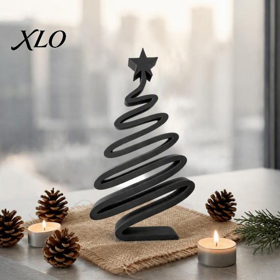 Office Desk Ornaments 3D Printed Minimalist Christmas Tree Desktop Ornament, Modern Holiday Table Indoor Outdoor Festive Display Sign for Living Room