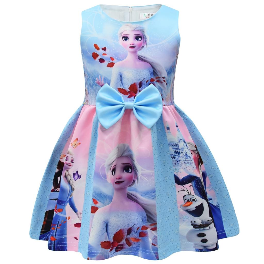 Summer New Frozen Princess Dress Mermaid Dress 3D Digital Printing Birthday Dress Children'S Dress