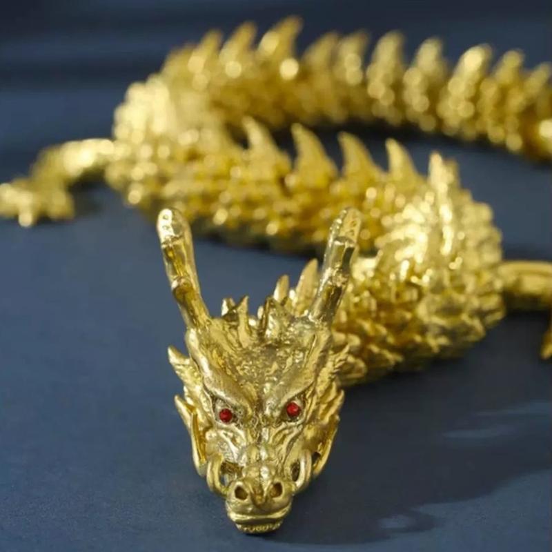 Flexible Joints Articulated Fidgety Toy Chinese Dargon Figurine Statue with Detailing Home Decors 3D Printed Dragon