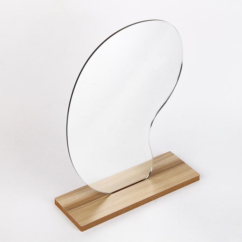 Bamboo & Wood Cloud-Shaped Acrylic Makeup Mirror with Retro Comb for Dressing Table