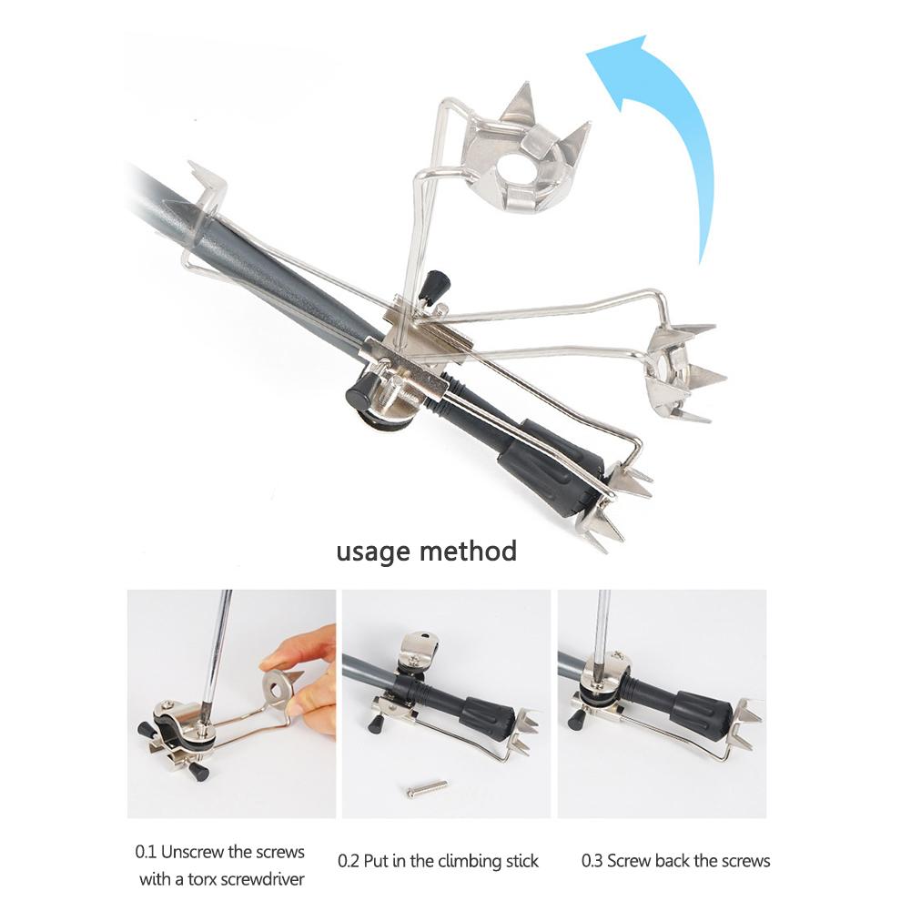 Trekking Pole Cane Tips Stainless Steel Walking Claw Crampon Stick Climbing Cane Ice Tips Non Slip for Winter Outdoor
