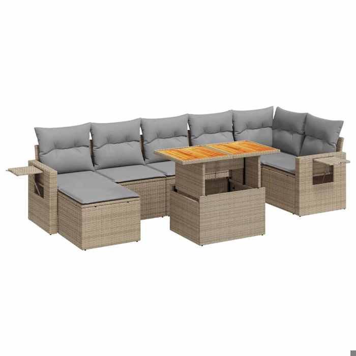 VidaXL Garden Lounge Set with Cushions 8 Pcs Beige Braided Resin 3327181
